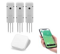 Medidor inalámbrico de humedad del suelo, probador temperatura y, Monitor plantas, Detector impermeable IP67 for plantación jardines,Monitoreo preciso(3 Tester and Gateway)