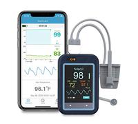 Medidor Inalámbrico de Saturación de Oxígeno en Sangre, Monitor portátil Bluetooth para SpO2 PR y Temperatura Corporal, Pantalla Táctil Giratoria, Recargable, APP para Android e iOS, Informe en PDF