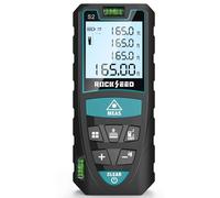 Medidor Láser 100M,RockSeed Medidor de Distancia Láser Digital con 2 Niveles de Burbuja,Telémetro Láser Portátil con LCD Retroiluminado Unidad M/in/Ft y Medición de Distancia/Area/Volumen/Pitagórico