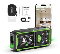 Medidor Láser de Distancia de Doble Haz de 120 M con Bluetooth Huepar | Telémetro Láser Verde los Valores Máximos y Mínimos se Pueden Determinar Fácilmente Mediante Medición Continua