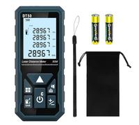 Medidor Láser, DT50 Medidor de Distancia Láser 50M / 165 pies, Medidor de Presión Portátil Herramienta de Medición de Flujo Digital, Pantalla LCD Retroiluminada más Grande de 4 Líneas IP54