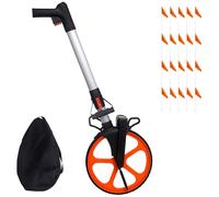 Medidor mecánico de 0 - 9999,9 m de alcance, telémetro plegable con 20 banderas de marcador, distanciómetro para obras de construcción, carreteras y campos deportivos, restablecimiento con un solo