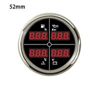 Medidor multifunción 4 en 1 de 52 mm y 85 con Nivel Combustible, presión Aceite, Temperatura del Agua voltímetro retroiluminación 8 Colores for Coche(52mm-BS)
