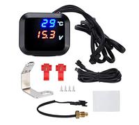 Medidor Multifunción DC12V con Termómetro, Voltímetro y Carga USB, Resistente al Agua, Ideal para Motocicletas y ATV - Pantalla Luminosa, Advertencia Automática, Fácil Instalació