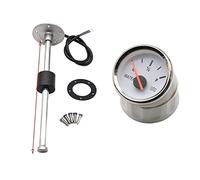 Medidor Nivel Agua, Sensor de nivel de agua de combustible con calibre de nivel de agua de 52 mm Indicador de tanque de agua 0-190ohm for automóvil en bote 9-32V(250mm)