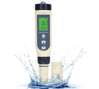 Medidor PH Piscina, Aideepen PH/EC/TDS/Salinidad/Termómetro Medidor PH Agua 5 en 1 Con Compensación Automática de Temperatura, Probador de PH Meter Para Agua Potable, Hidroponía, Piscina, Acuario