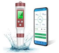 Medidor pH Piscina, Ehomfy 4 en 1 Medidor pH/TDS/EC/Temp, App Controlado, Medidor de Piscina, pHmetro de Calidad del Agua, 0-14 ph, 0-9990 ppm TDS, Función Memoria
