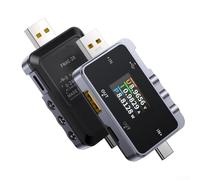 Medidor probador USB, amperímetro digital de 6,5 A, analizador de energía USB C con prueba de protocolo de carga rápida, lectura precisa de voltaje de corriente para cargador de batería