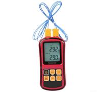 Medidor Temperatura Industrial Precisión ±0.1% LCD | Doble canal T1/T2, pantalla LCD retroiluminada, compatible tipos para K,J,T,E,R,S,N, uso industrial y culinario