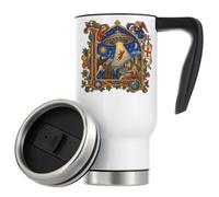 Medieval Abduction by Illuminated UFO - Taza de café térmica de viaje aislada al vacío, 480 ml, color blanco