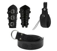 Medieval Accessories - Riñonera medieval - Riñonera de cuero vintage para festivales, cosplay, feria renacentista, eventos de disfraces, Black, Refer to description, Unisex