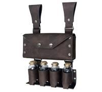 Medieval Alchemy - Riñonera de piel sintética con 4 viales de poción de corcho, Marrón oscuro2, Riñonera medieval
