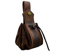 Medieval Bolsa de Cuero de imitación,Vikingo Bolsa de cordón,Vintage Renacimiento Monedero,Dados Bolsa para Larp Halloween REN Faire (Marrón-3)