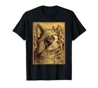 Medieval Boston Terrier Knight Fantasía Surrealista Perro Bostie Camiseta