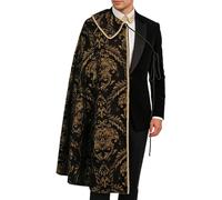 Medieval Cloak - Renaissance Cloak Men | Half Shoulder Shawl with Brocade Pattern | Noble Costume For Cosplay Festival Halloween Role Play Theatrical Performance Drapes Fantasy Stage Wear Masquerade