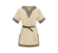 Medieval Color sólido Personalidad Camisas Top Clásico Histórico Cómodo Uso diario, beige, 8-9 años