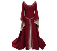 Medieval Costume Women, Long Embroidery Renaissance Dress, Halloween Costumes for Role Play Fancy Dress Birthday Party, Medium