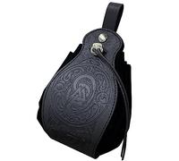Medieval de Cuero de imitación de la Bolsa, Bolsa de cordón portátil cinturón, Larp Reenactment Dados Bolsa, Bolsa de la Cintura de la Vendimia para la Moneda de la joyería (Tótem de Odín)