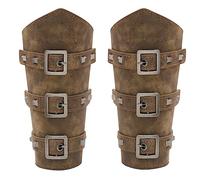 Medieval de cuero de imitación Guardabrazos,Hombres Guantelete Muñequera,Vikingo Hebilla Brazaletes,Punk Cosplay LARP Tiro con Arco Armadura Brazalete