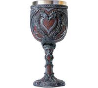 Medieval Double Dragon Wine Goblet - Valentines Dungeons and Dragons Wine Chalice -7oz Stainless Steel Drinking Cup - Romantic Novelty Gothic Gift Par