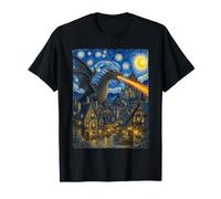 Medieval Dragon Fire Monster Mitology Van Gogh Starry Night Camiseta