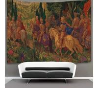 Medieval Estilo Tapiz Colgar En La Pared, Caballeros Marchando entre la Exuberante Vegetación Wall Tapestry, Para Decoración De Dormitorio, Celebración Fiesta Cumpleaños O Fondo De Jardín 70cmx100cm