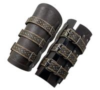 Medieval Hebilla de sujeción Guardabrazos, Retro Faux Leather Bracers, Renacimiento Guantelete Muñequera para Halloween Larp Mercenario Caballero