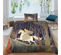 Medieval Illustration Juego De Cama Princess Riding A Horse in The Forest Impresión En 3D,Funda De Edredón Microfibra 3 Unidades para Adolescentes Niño Niña Single(135x200cm)