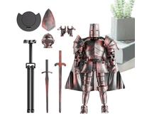 Medieval Knight Action Figure, Multi-Jointed, PP Flexible, Movable Figurine Knight, Collectible Dining Table Decor 360° Rotating Head, Tabletop Display Model, 5.51x5.2 Inches