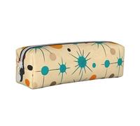 Medieval Modern Atomic Retro - Estuche cilíndrico portátil con cremallera de piel para cosméticos, White, Talla única, Mochila escolar
