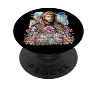 Medieval Mujer Mujeres Hombres Guerrero vikingo Celta PopSockets PopGrip Adhesivo