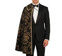 Medieval Noble Cloak - Half Shoulder Costume for Men | Polyester Fabric with Brocade Pattern, Elegant Shawl Collar Design, Theatrical Performance, Halloween, Festival, Cosplay, Role Play, Renaissance,
