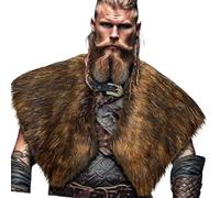 Medieval Pieles Sintéticas Manto Hombro Abrigo Collar Guerrero Capa Chal Renacimientos LARP Cosplay Traje Para Hallow Vikinges Collar De Pieles Sintéticas