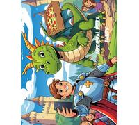 Medieval Pizza party colouring book: A Cheesy Adventure of Knights, Wizards, and Dragons, suitable for all ages