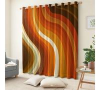 Medieval Retro Cortina Opaca Textura De Ondas Geométricas Impresión 3D Cortinas con Ojales, Color Naranja Cortinas Termicas 2 Paneles 117An x 229Al cm para niños niñas Dormitorio Ventana