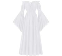 Medieval - Vestido de mujer con mangas trompeta estilo irlandés, disfraz de princesa, estilo gótico, palacio, tallas grandes, vestido de ceremonia del 800, vintage, vestido maxi para carnaval