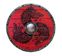 Medieval Vikings Shield - Retro Wall Decoration, Round Vikings Shield | Wooden Battle Ready Round Shield, Round Wooden Medieval Vikings Shield, Medieval Costume Accessories for Boys Men Wall Decor