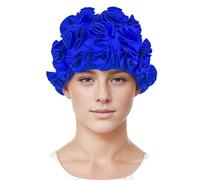 Medifier Retro 3D flor pétalo nadar gorro vintage natación gorro de ducha para damas mujeres niñas azul