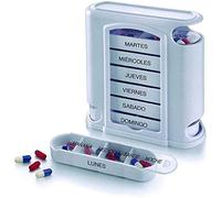 Mediflower Pastillero de viaje con 7 módulos. Pastillero semanal en español con dispensadores individuales de hasta 4 tomas - 200 g