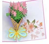 Medigy 3d Pop Up Congratulations carte de voeux d'un bouquet de rose Lys pour les amateurs de Saint-Valentin, DE Couple, DE Mariage, rendez-vous Galant, anniversaire de mariage