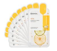 Mediheal Best Korean Sheet Mask | Máscara facial Vita Essential | Máscara de vitaminas para suavizar, apretar, tonificar e iluminar | Para todo tipo de piel | 10 hojas