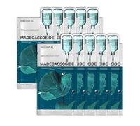 Mediheal Madecassoside Essential Foil Mask to Repair Imperfections Pack de 10 unidades contiene madecassoside y ácido hialurónico con 98% de pureza. Mejora la barrera de humedad y nutre