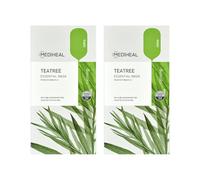 Mediheal Mascarilla esencial Teatree Care Solution, paquete de 10 mascarillas faciales de algodón con aceite de árbol de té y extractos de cigarra, mascarillas faciales hidratantes con calmante