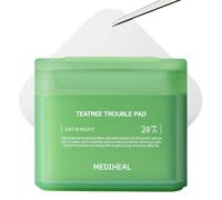MEDIHEAL Teatree Trouble - Almohadillas de tóner facial con árbol de té y lactobacillus - Calmante y calmante para pieles sensibles y propensas al acné - Gasa facial vegana, 100 almohadillas