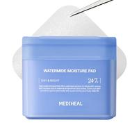 Mediheal Watermide - 100 almohadillas hidratantes cuadradas de algodón con agua glaciar islandesa, hidrata la piel seca, 100 unidades, color azul
