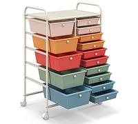 MEDIMALL Carrito de almacenamiento rodante de 15 cajones, carrito de almacenamiento multiusos para manualidades con ruedas, herramientas móviles, organizador de papel, para escuela, hogar, oficina