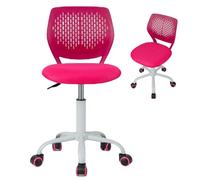 MEDIMALL Silla de escritorio para niños, ergonómica, azul, de 8 a 12 años, respaldo bajo, linda, silla de computadora para dormitorio, estudio, tocador (rojo rosa)