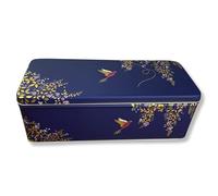 MediMuc Caja de regalo de diseño de Sara Miller - Envase rectangular - diseño de pájaro del paraíso - Lata para galletas, lata - Dimensiones: 24,0 x 10,0 x 7,0 cm