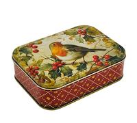 MediMuc Caja de regalo de diseño Emma Bridgewater - Caja de caramelos rectangular con diseño de Robin rojo - Caja para caramelos, galletas, lata - Dimensiones (largo x ancho x alto) 14,3 x 10,5 x 4,2