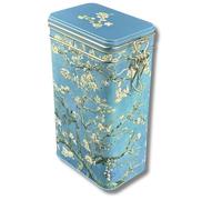 MediMuc FridolinEdition - Lata de café, caja de té, en relieve y lacado, diseño: flor de almendro, dimensiones: 11,0 x 18,0 x 7,4 cm, volumen aprox. 1,5 l
